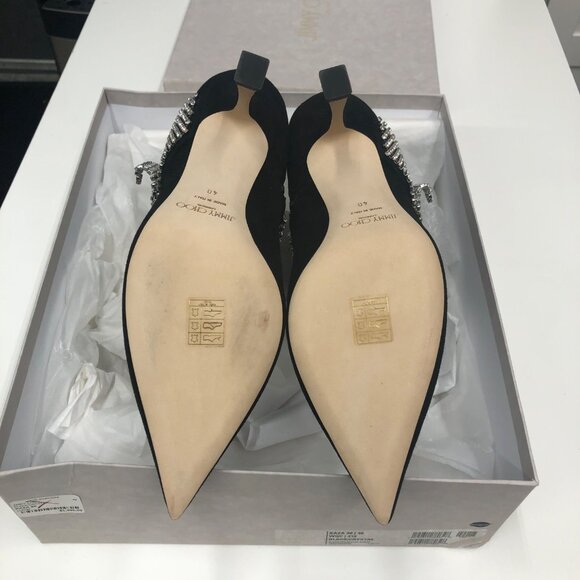 Jimmy Choo Kaza Suede Crystal-Buckle Booties Size 40/ USA 9.5 NWB - Picture 7 of 14